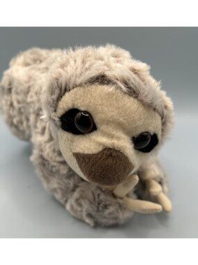 Adventure Planet Plush Animal Den Sloth White Frosted Fur 8”